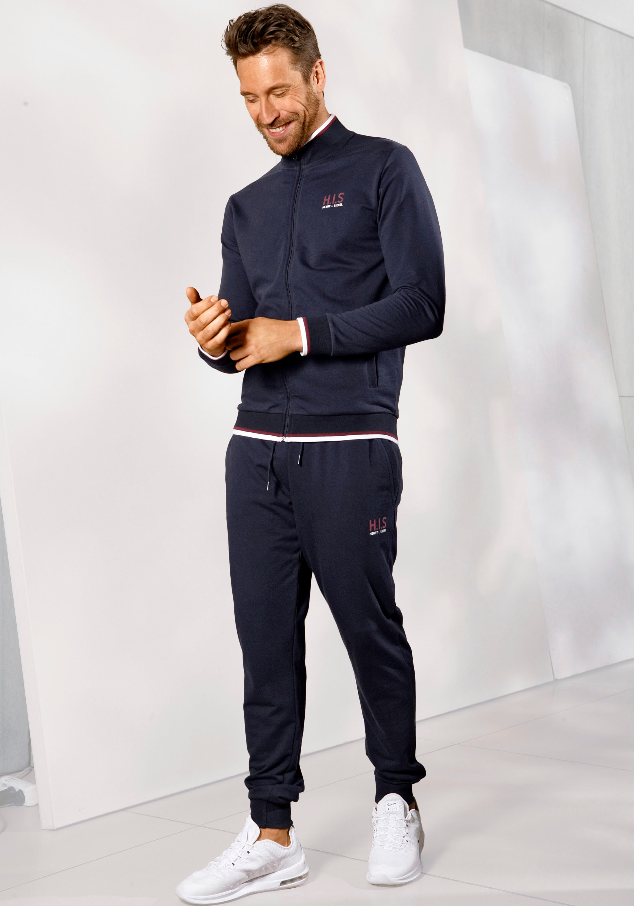 H.I.S Sweatjacke , Stehkragen mit Streifen