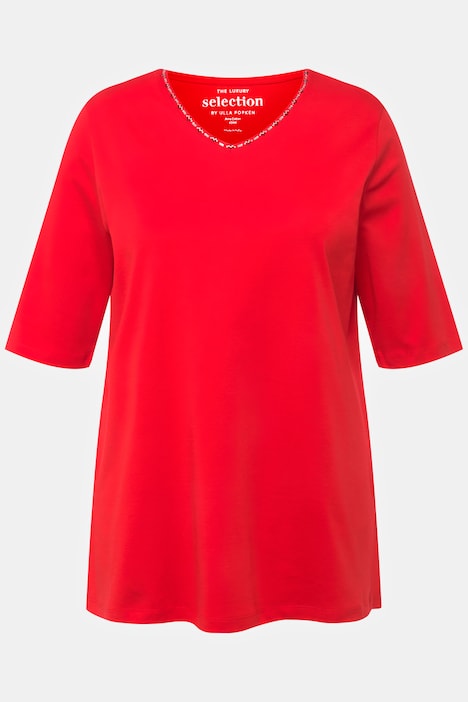 T-Shirt, A-Linie, V-Ausschnitt, Halbarm, Pima Cotton