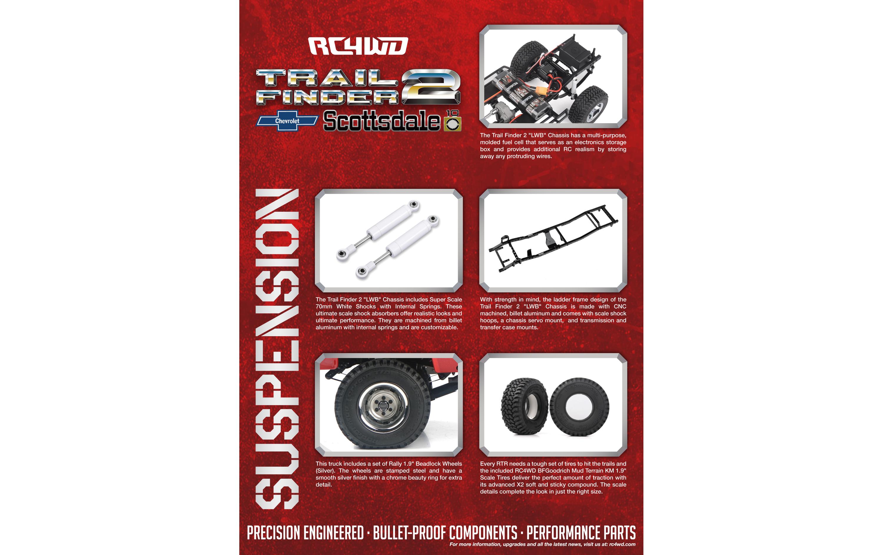 Scale Crawler Trail Finder 2 LWB Chevy K10 Rot, RTR, 1:10<br>Scale Chevrolet K10 Scottsdale Pick-up Off-Road Modell