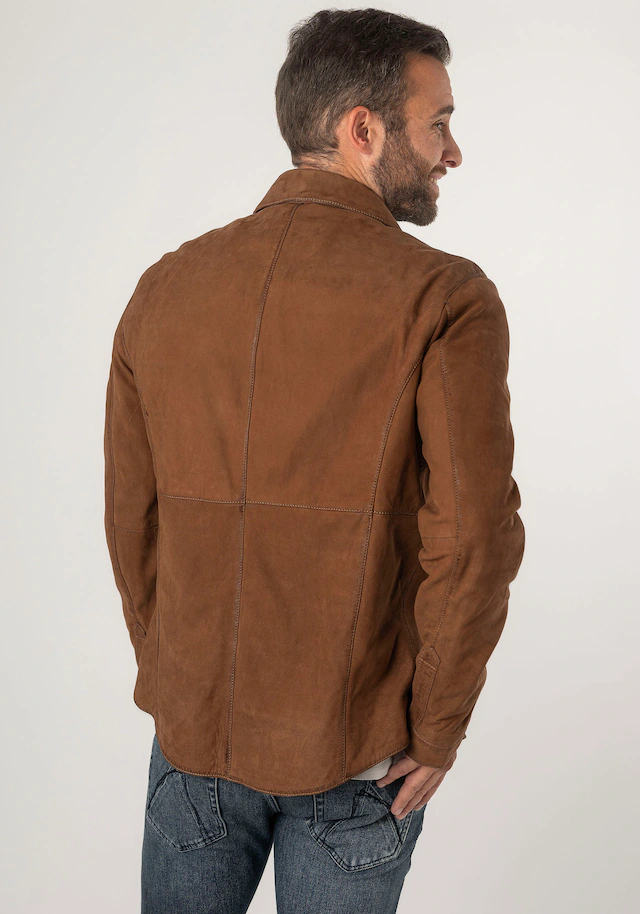 Mauritius Lederjacke »MMJemmo« mit Hemdblusenkragen, Knopfleiste