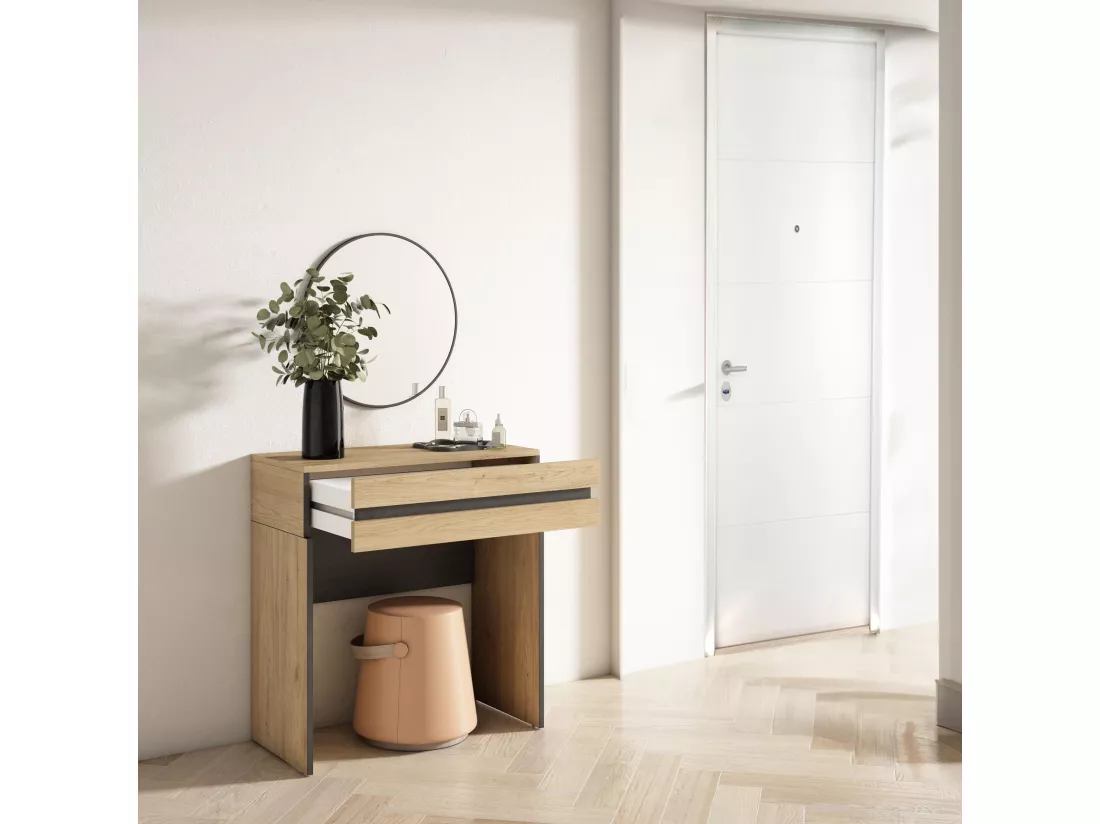 Table Console d'Entrée, 70x35x75 cm, Avec tiroir, Meuble d'appoint, Chêne