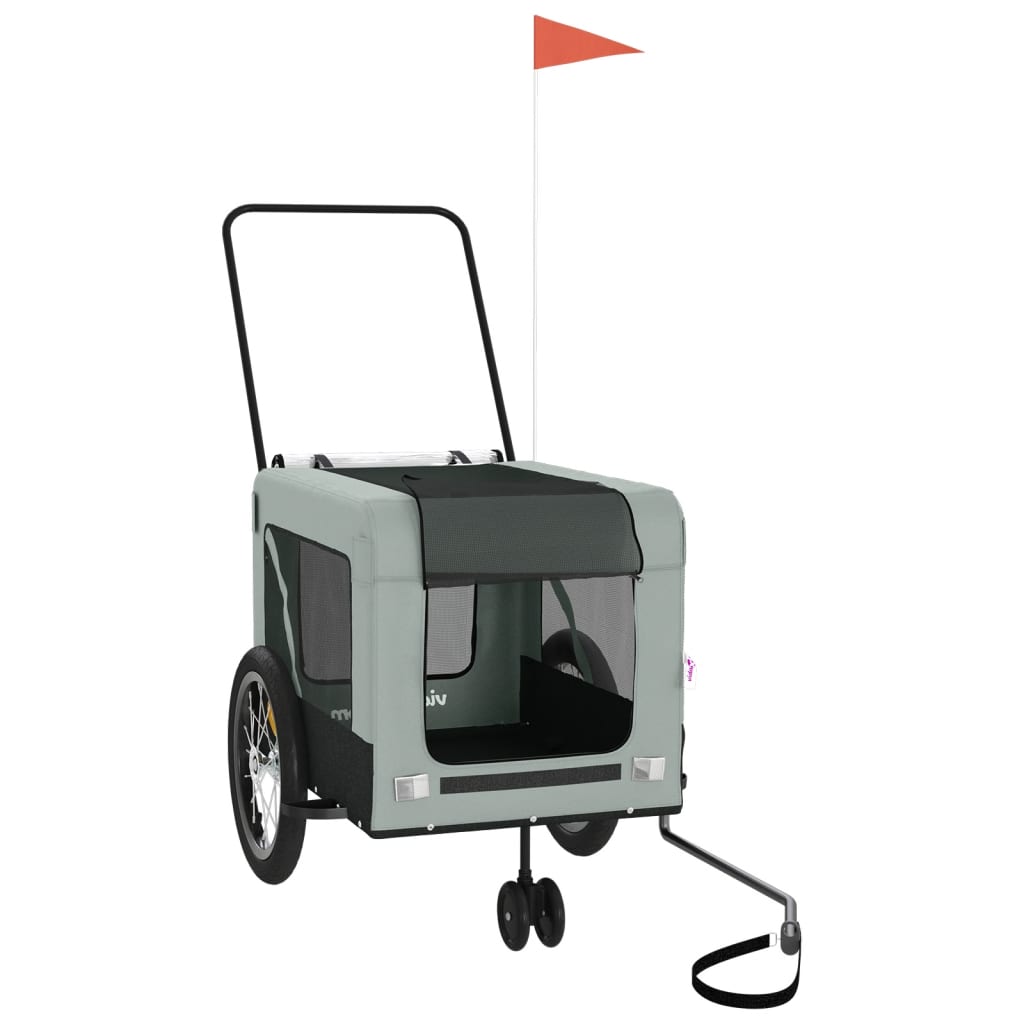 vidaXL Reboque para Bicicleta para Animais de Estimação em Tecido Oxford Cinza e Preto