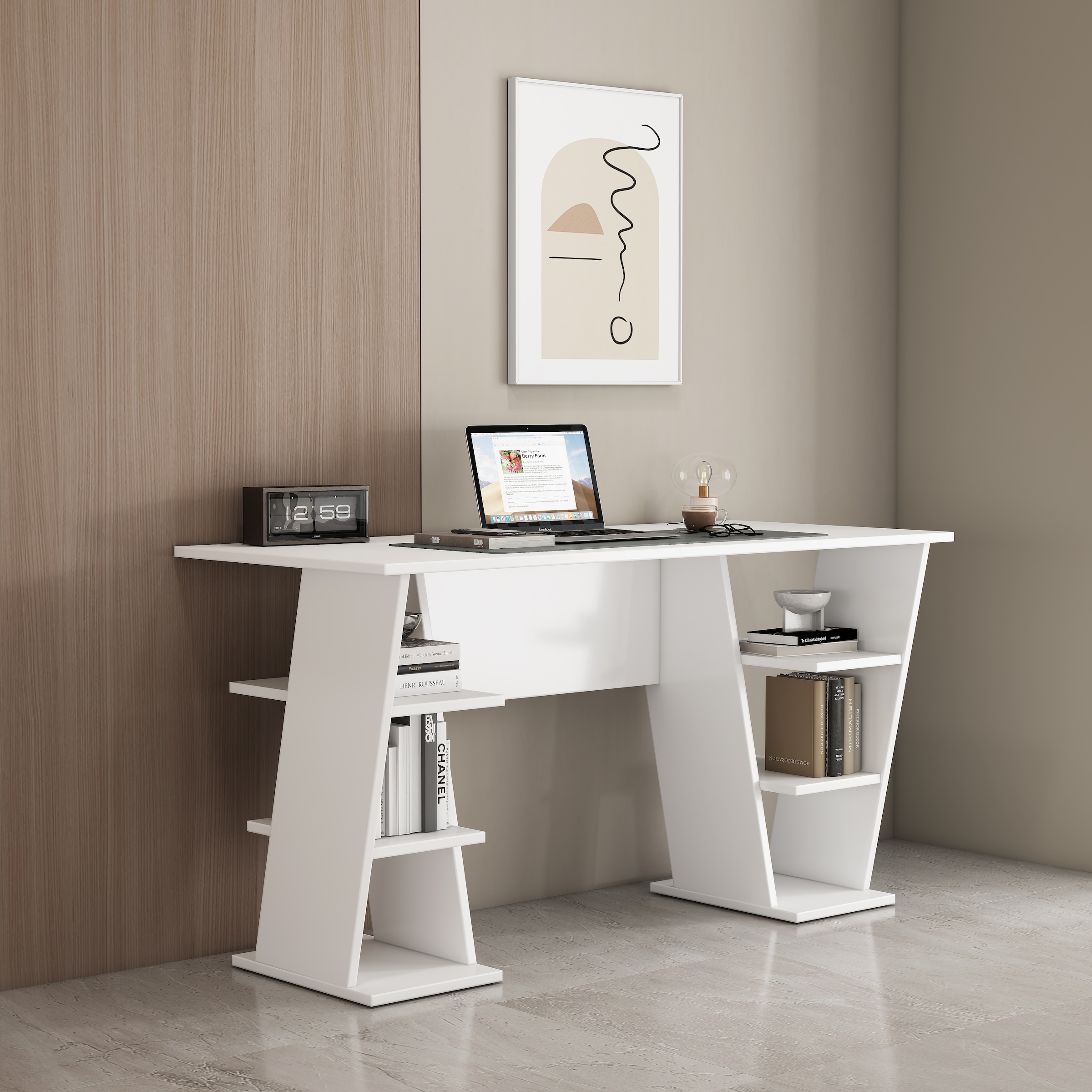 GOODproduct Schreibtisch »Ezzell« Set,  Regalschreibtisch mit Ablagen, modernes Design, Breite 137 cm