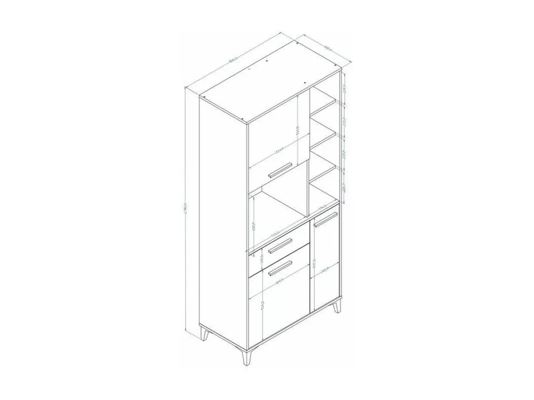 ECO Buffet de cuisine L 80 cm - Gris brillant