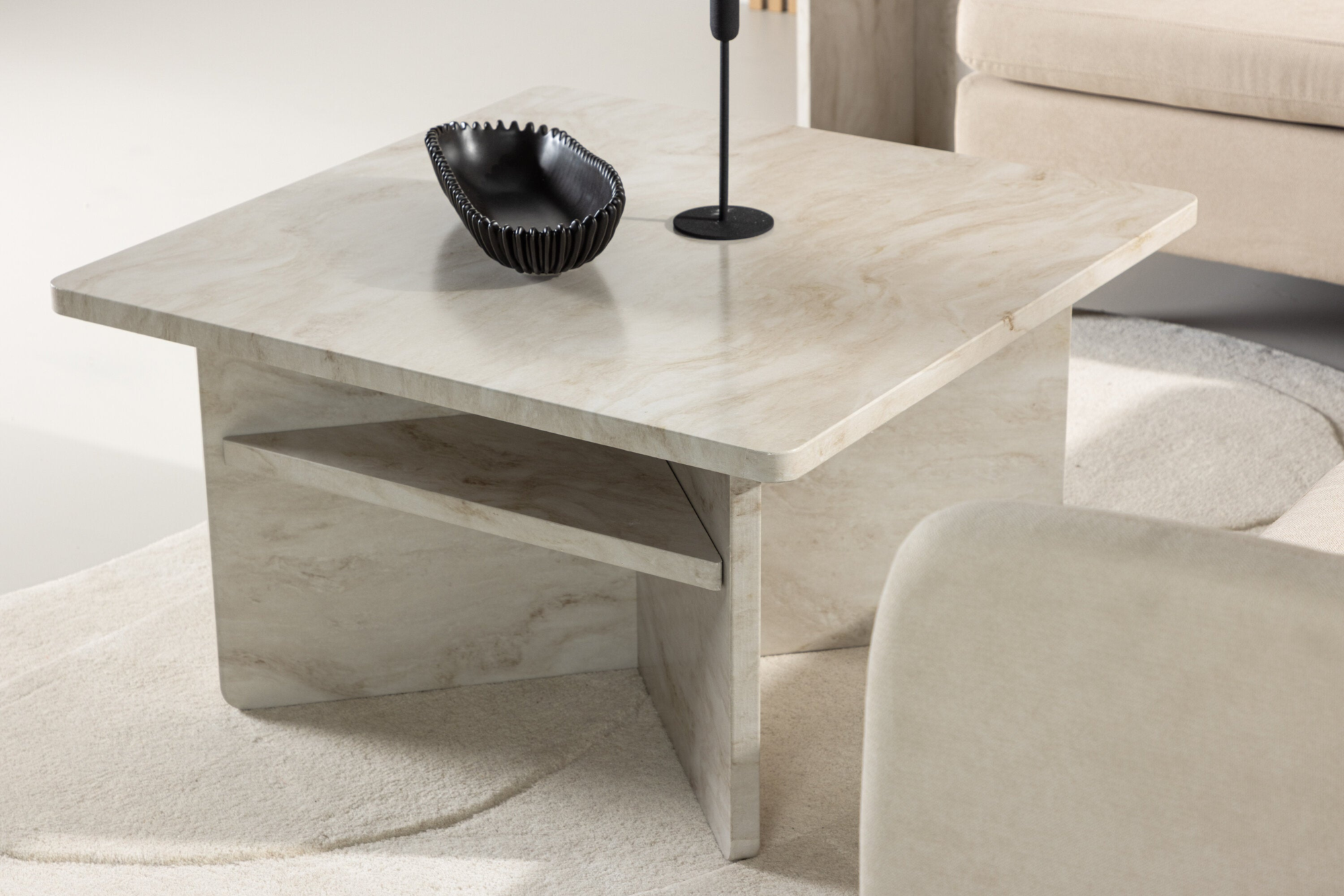 Kuopio Salontafel - 75 x 75 cm - Marmer look