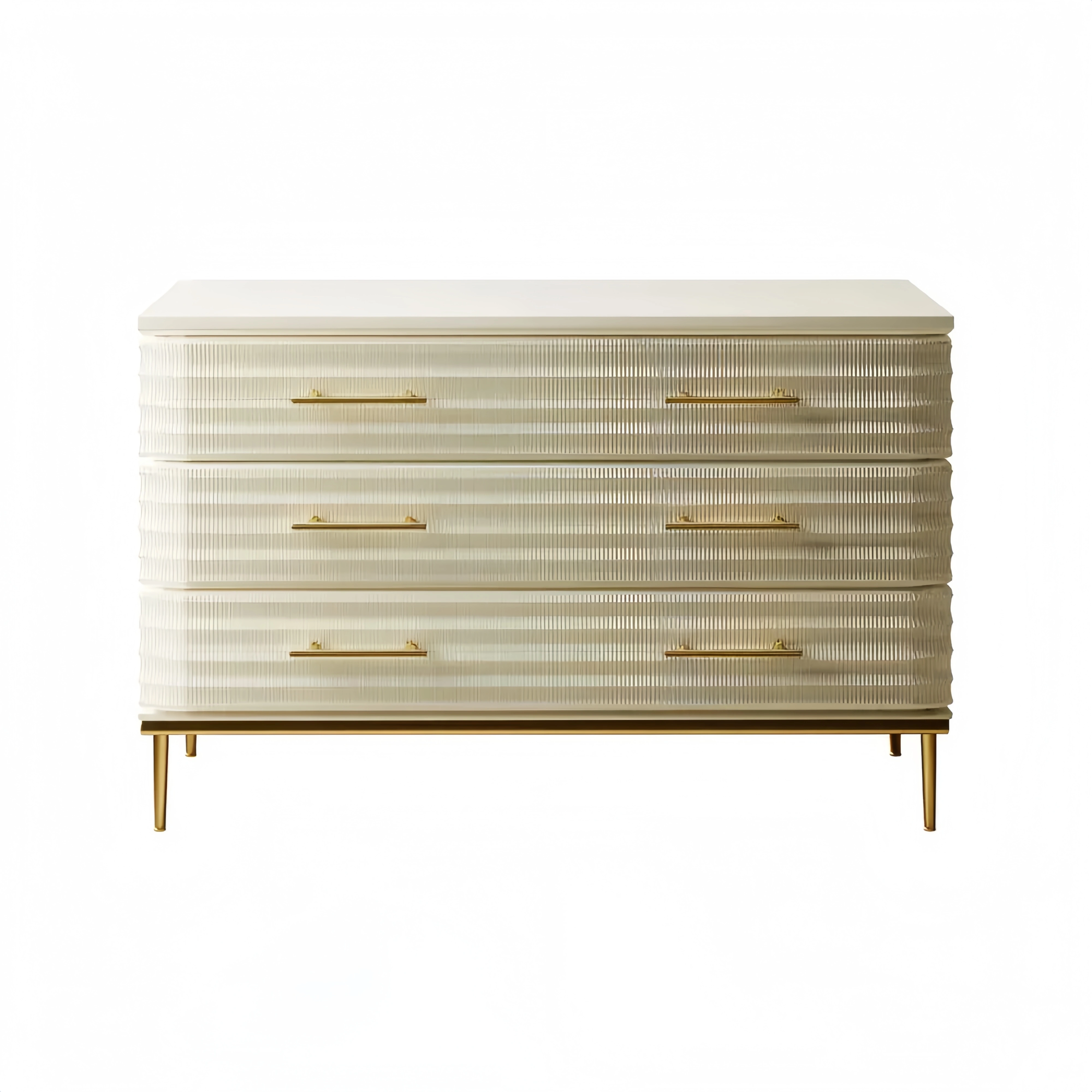 Kommode aus Holz mit goldfarbenen Griffen Creme 120x45x78 cm