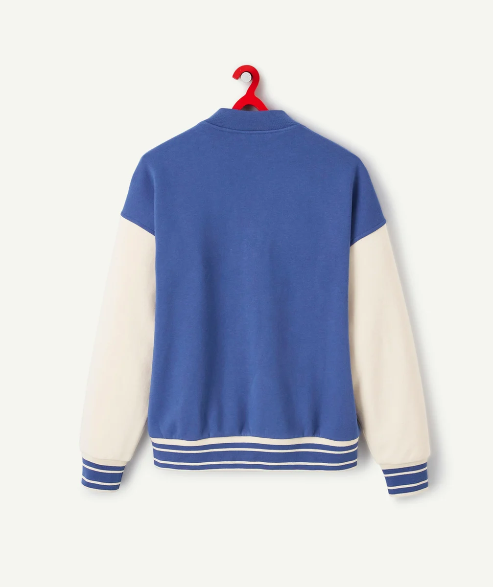 GILET STYLE TEDDY MIXTE EN FIBRES RECYCLÉES GARÇON BLEU ET BLANC