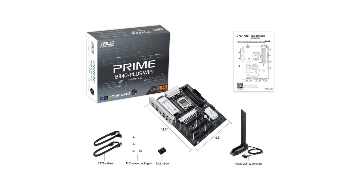 ASUSPRIME B840-PLUS WIFI socket AM5 moederbord  (2.5 GbE-LAN, Wi-Fi 6E, BT, Sound, ATX)