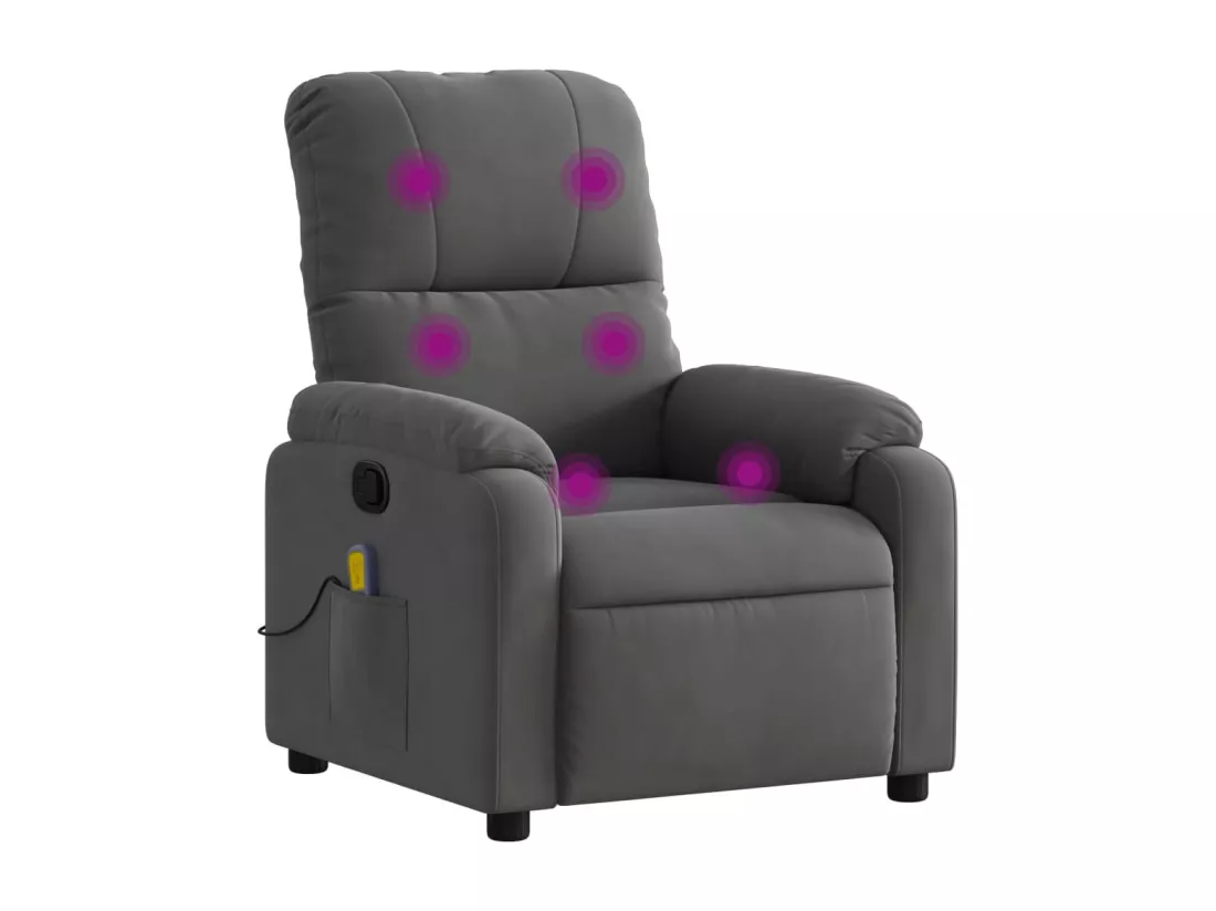 Fauteuil inclinable massant gris foncé tissu microfibre