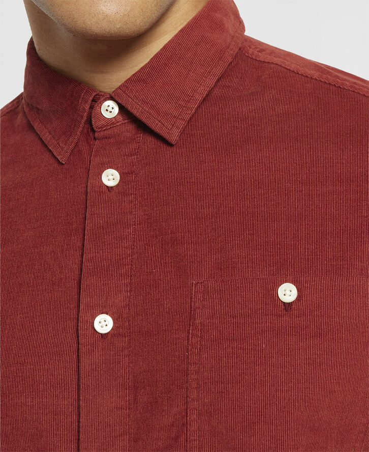 Knowledge Cotton Apparel Regular fit corduroy shirt - GOTS/Vegan Fired brick