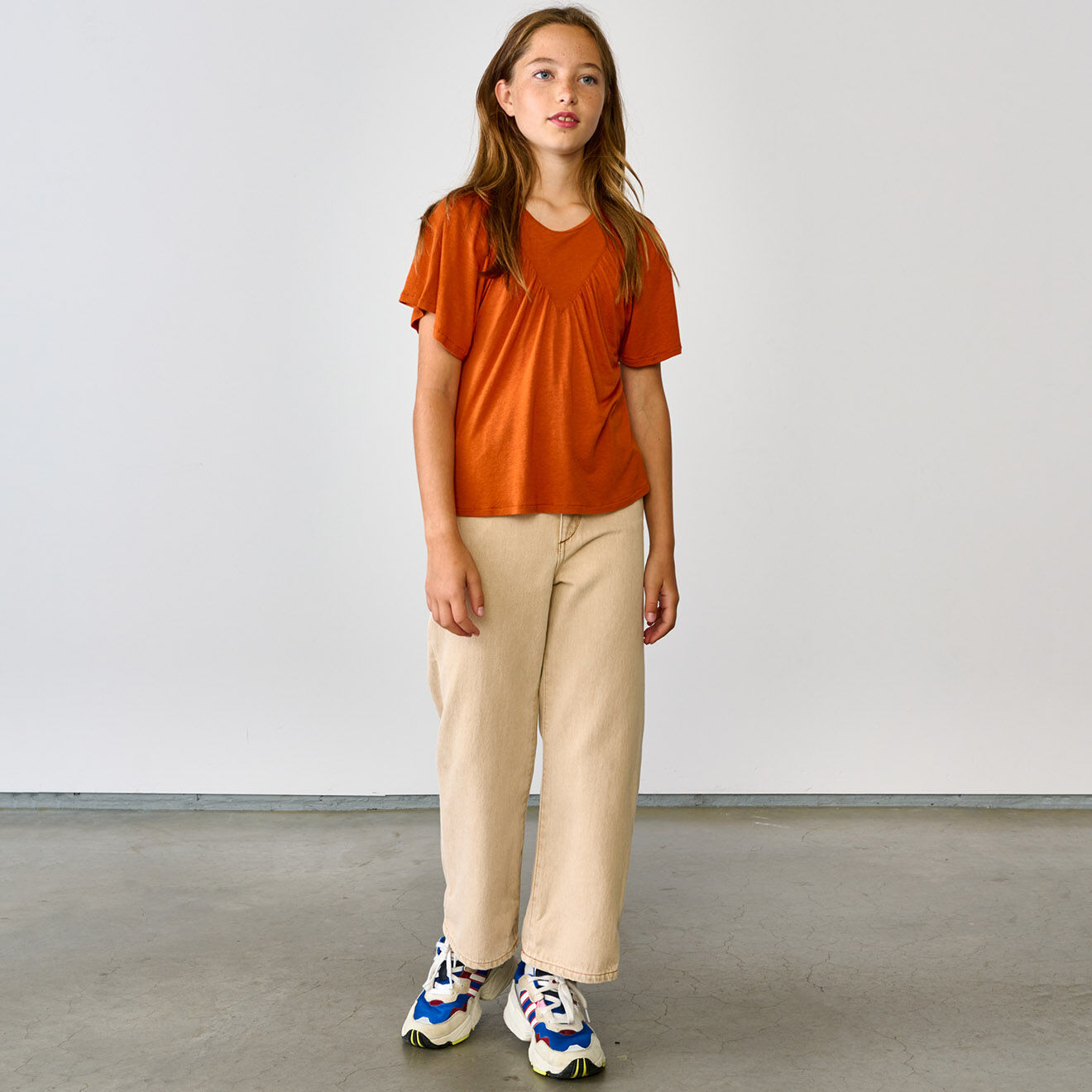 Bellerose T-Shirt en Lin mélangé Varta orange rouille