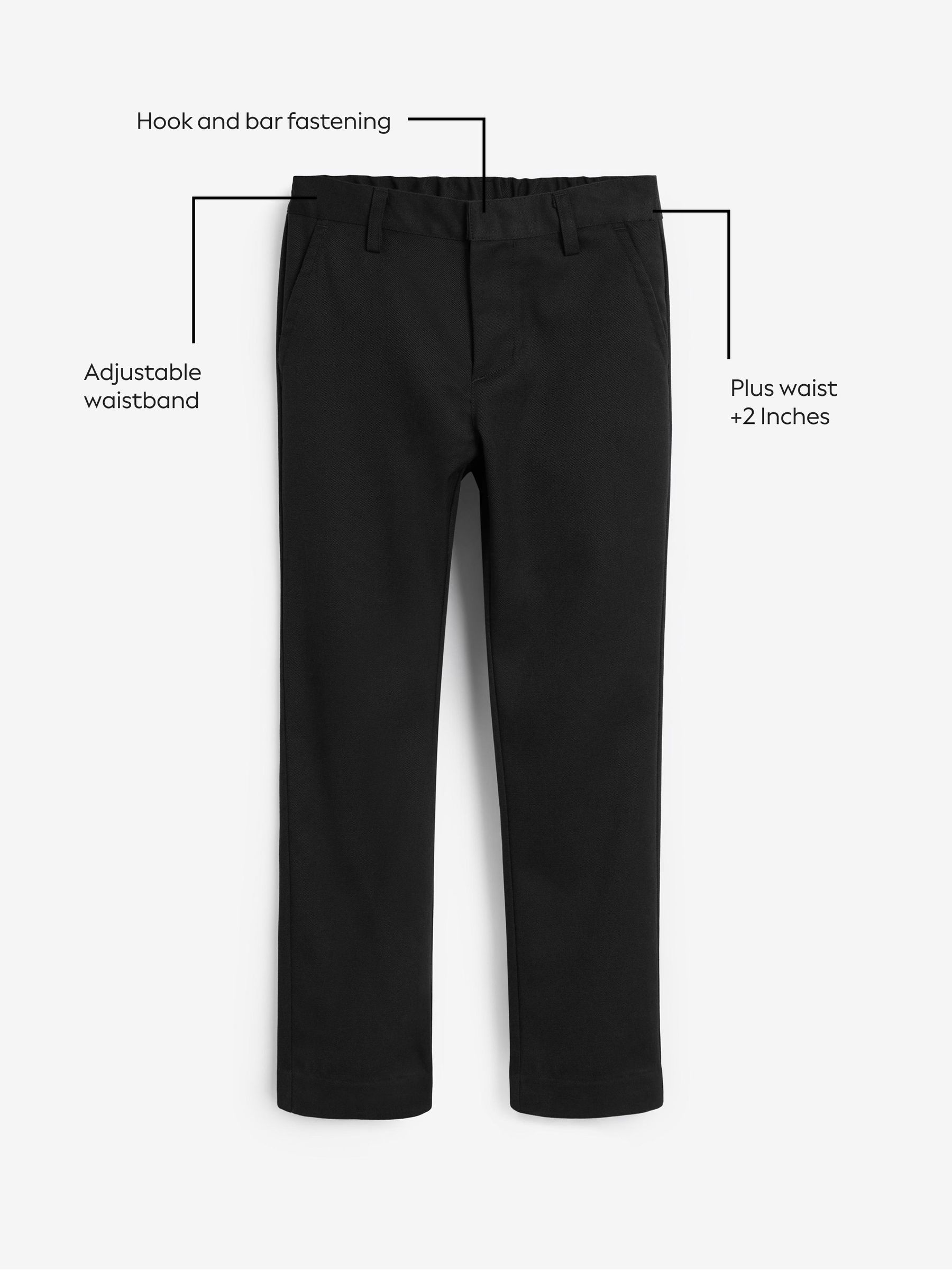 Zwart - Schoolbroek met rechte pijpen (3-17jaar)