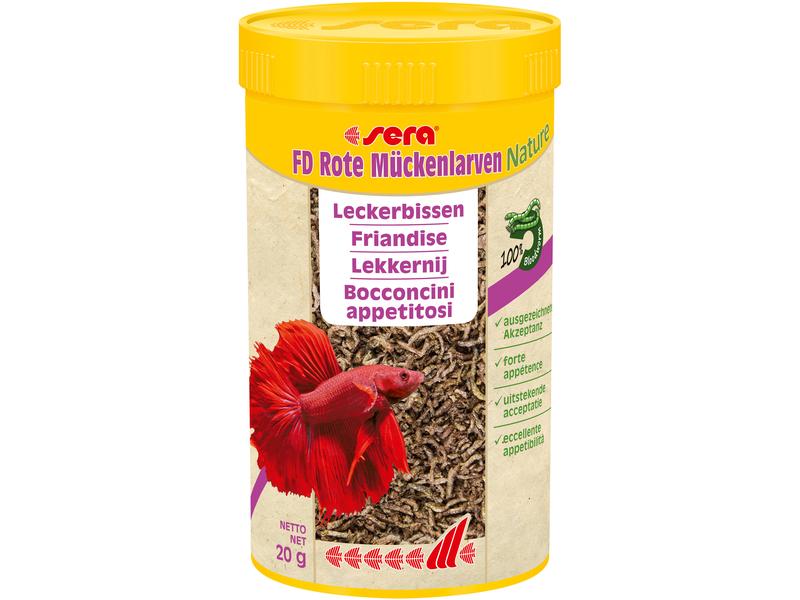 sera Leckerbissen FD Rote Mückenlarven Nature, 250 ml, 20g Einzelfuttermittel für alle Zierfische