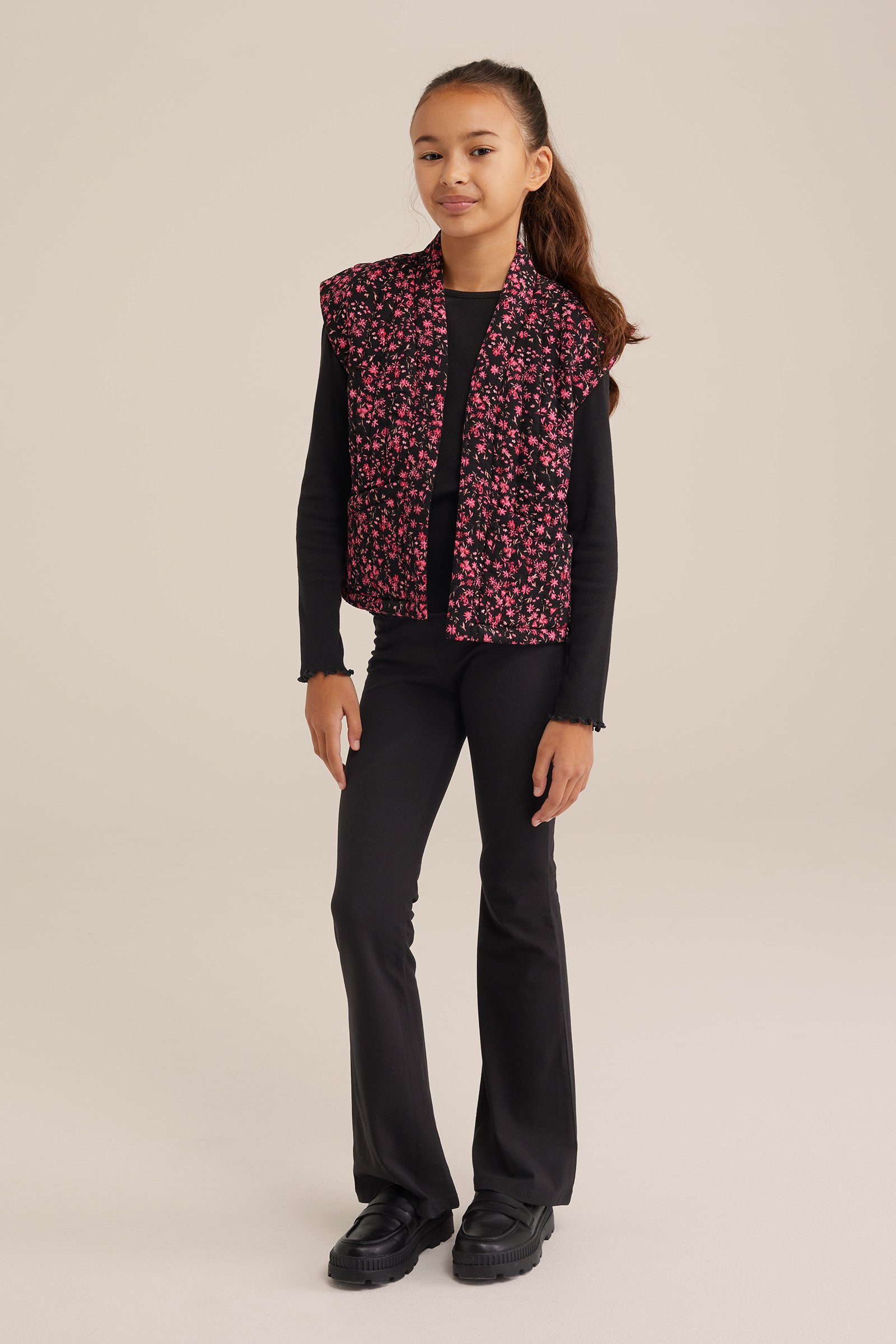 Meisjes gilet met dessin WE Fashion Roze