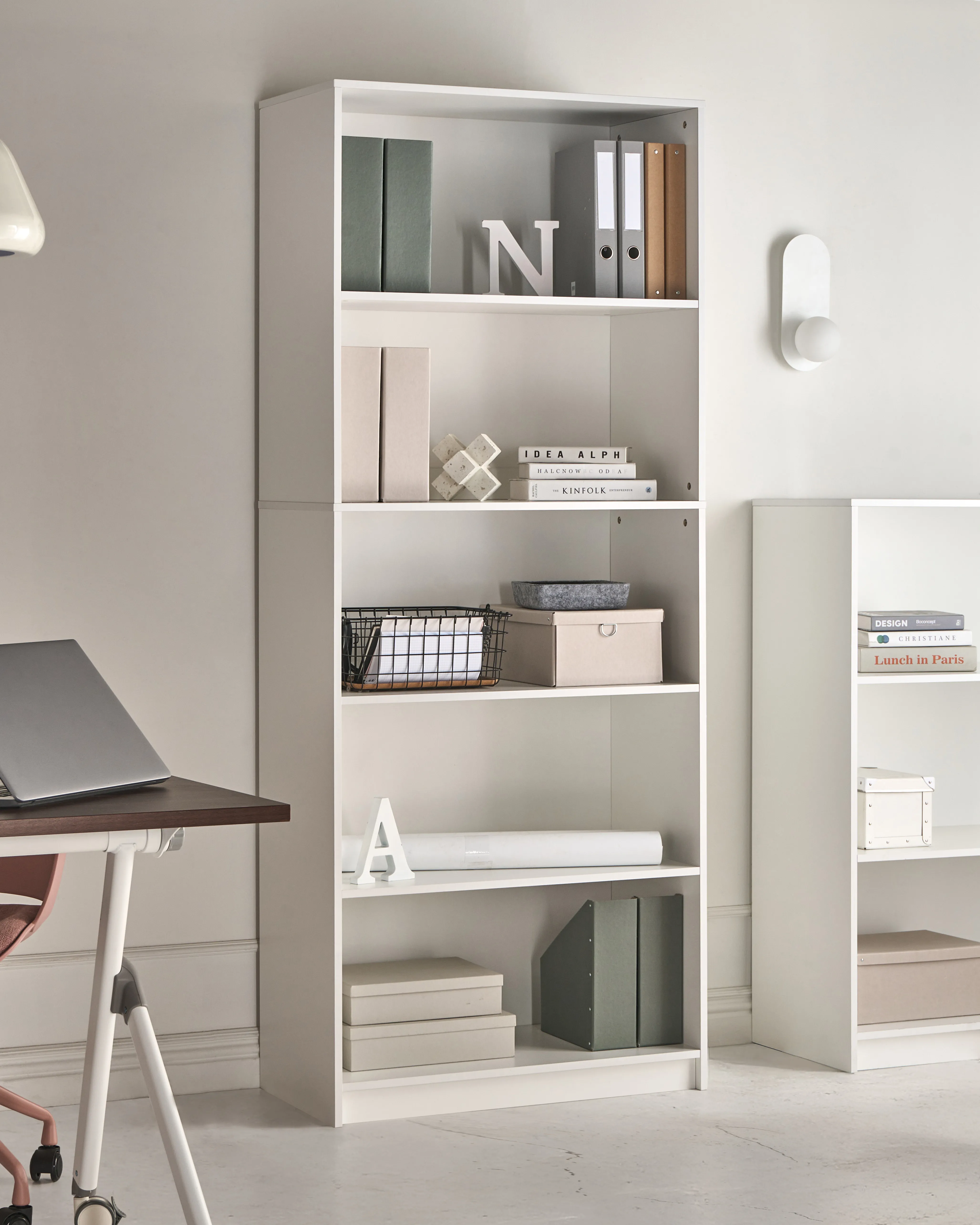 Boekenkast met 5 planken ZEHNA 197 cm Wit