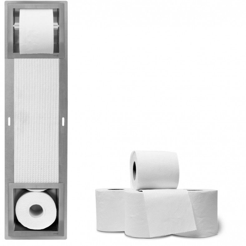 LoooX Closed inbouw toiletrolhouder met reserverolhouder RVS