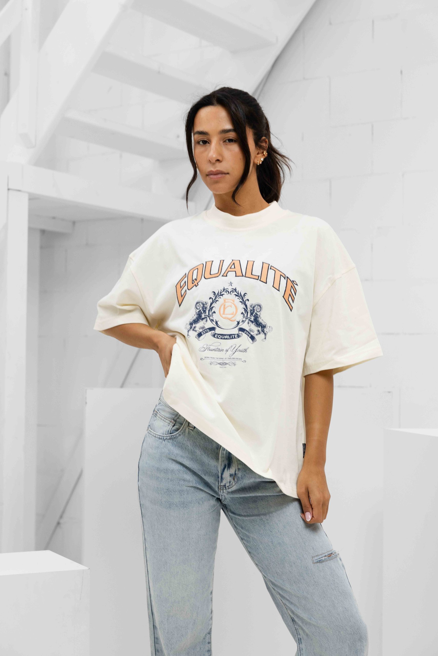 Equalité Dani Boxy T-Shirt Dames Gebroken Wit