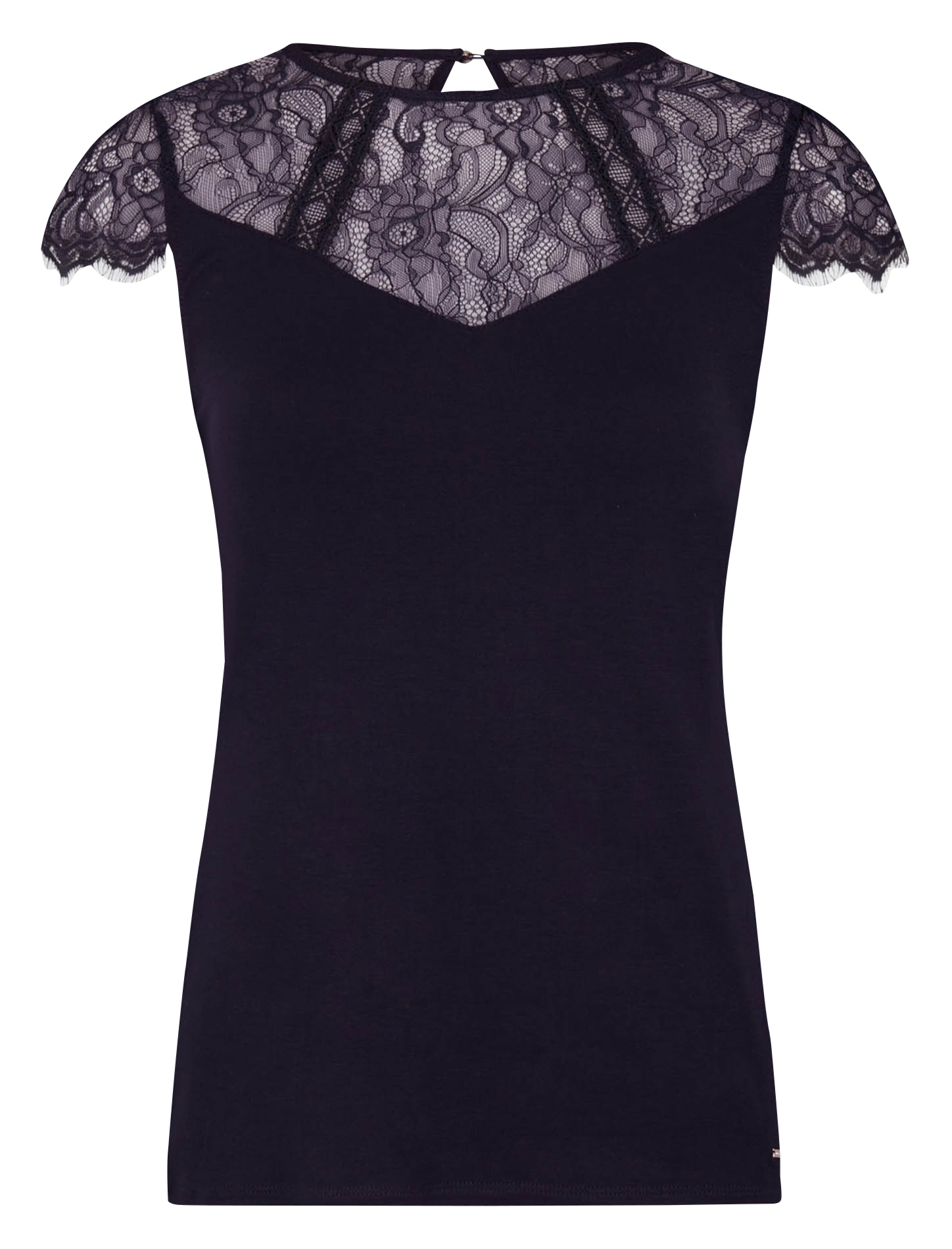 DGIULIA - Top col rond en dentelle | Bleu
