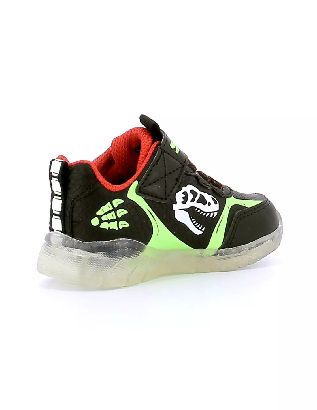 SKECHERS S LIGHTS ILLUMI BRIGHTS DINO GLO - Baskets BLACK&LIMESYNTHETIC/REDTRIM
