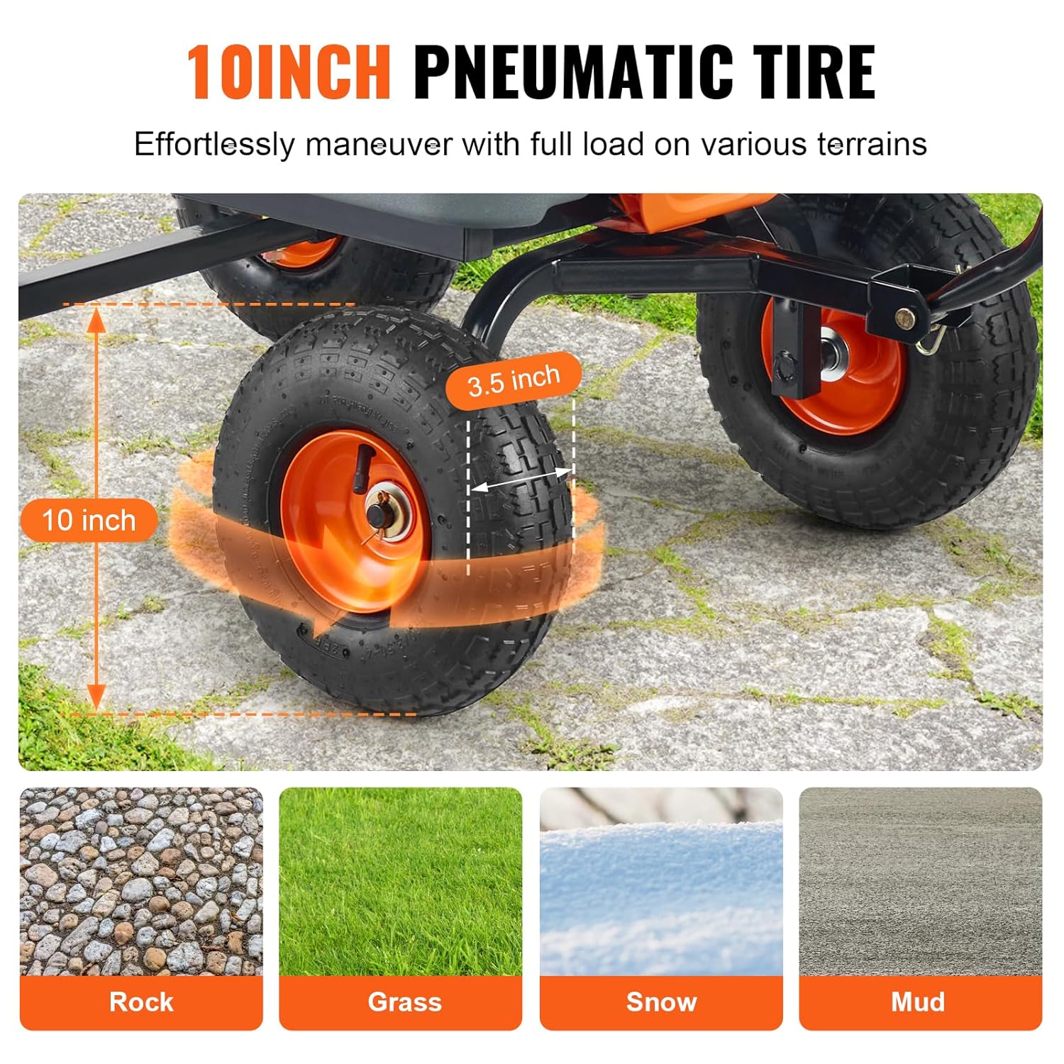 VEVOR Chariot à Benne basculante, capacité de Charge 363 kg​, Chariot de Jardin en polyéthylène Robuste avec Cadre en Acier, poignée Convertible 2 en 1, Roues 255 mm, brouette Utilitaire pour pelouse : Commerce, Industrie et Science