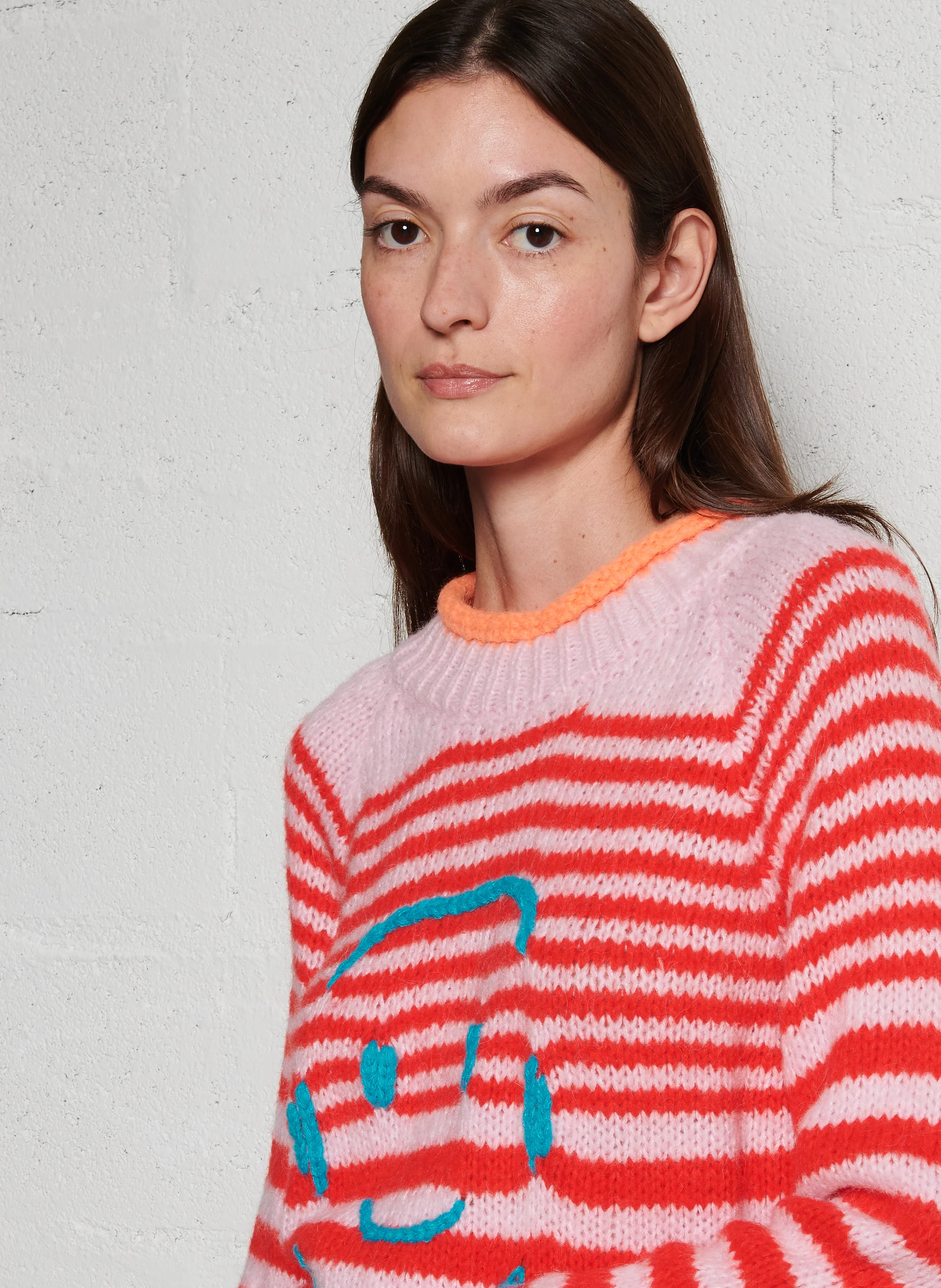 SMILE - Pull col rond droit en maille | Rose