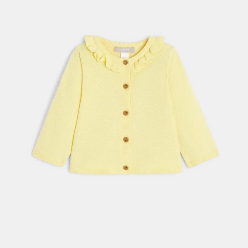 Gilet maille fantaisie jaune bébé fille Jaune