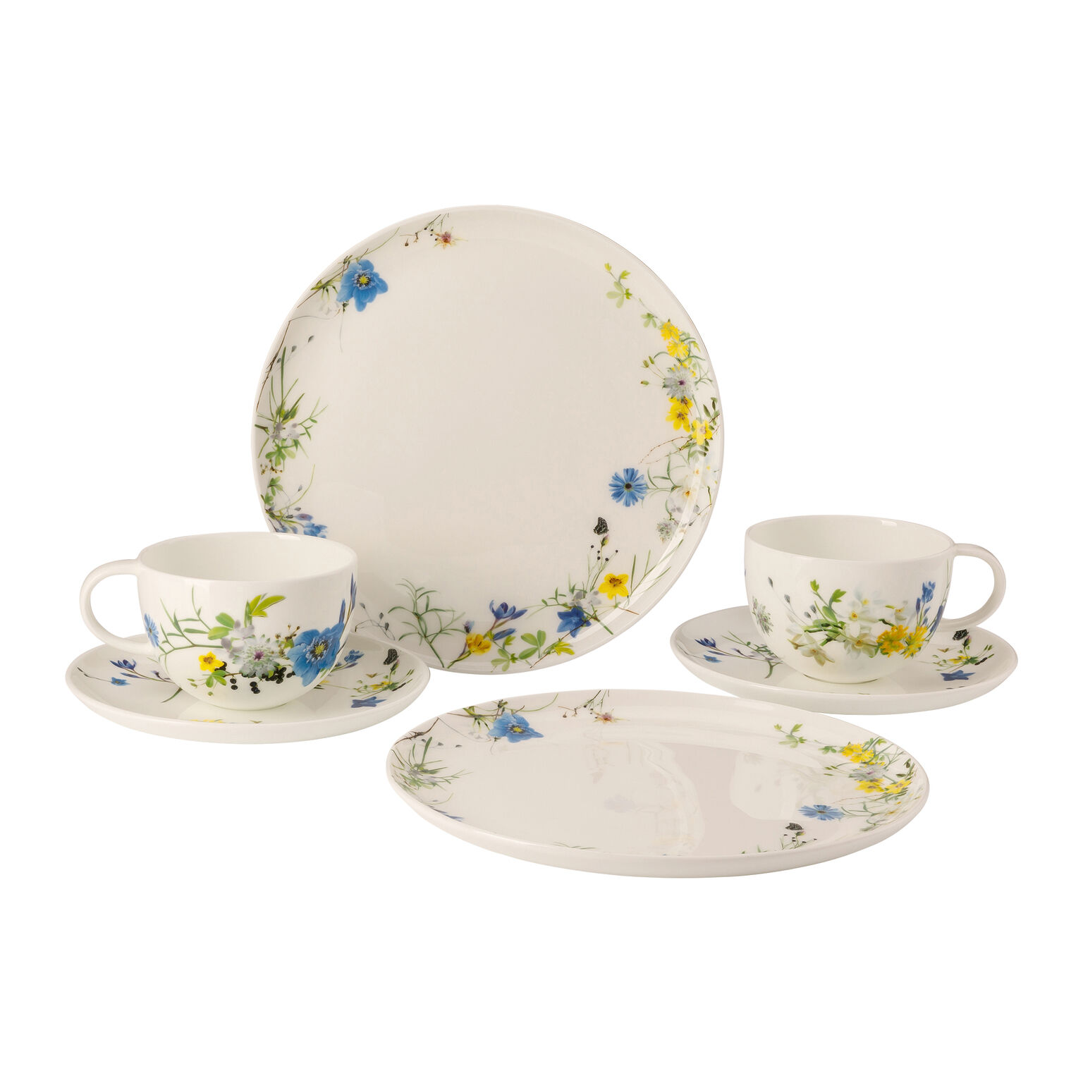 Brillance Bone China Fleurs des Alpes Set 6-tlg. mit Kombitassen und Couptellern
