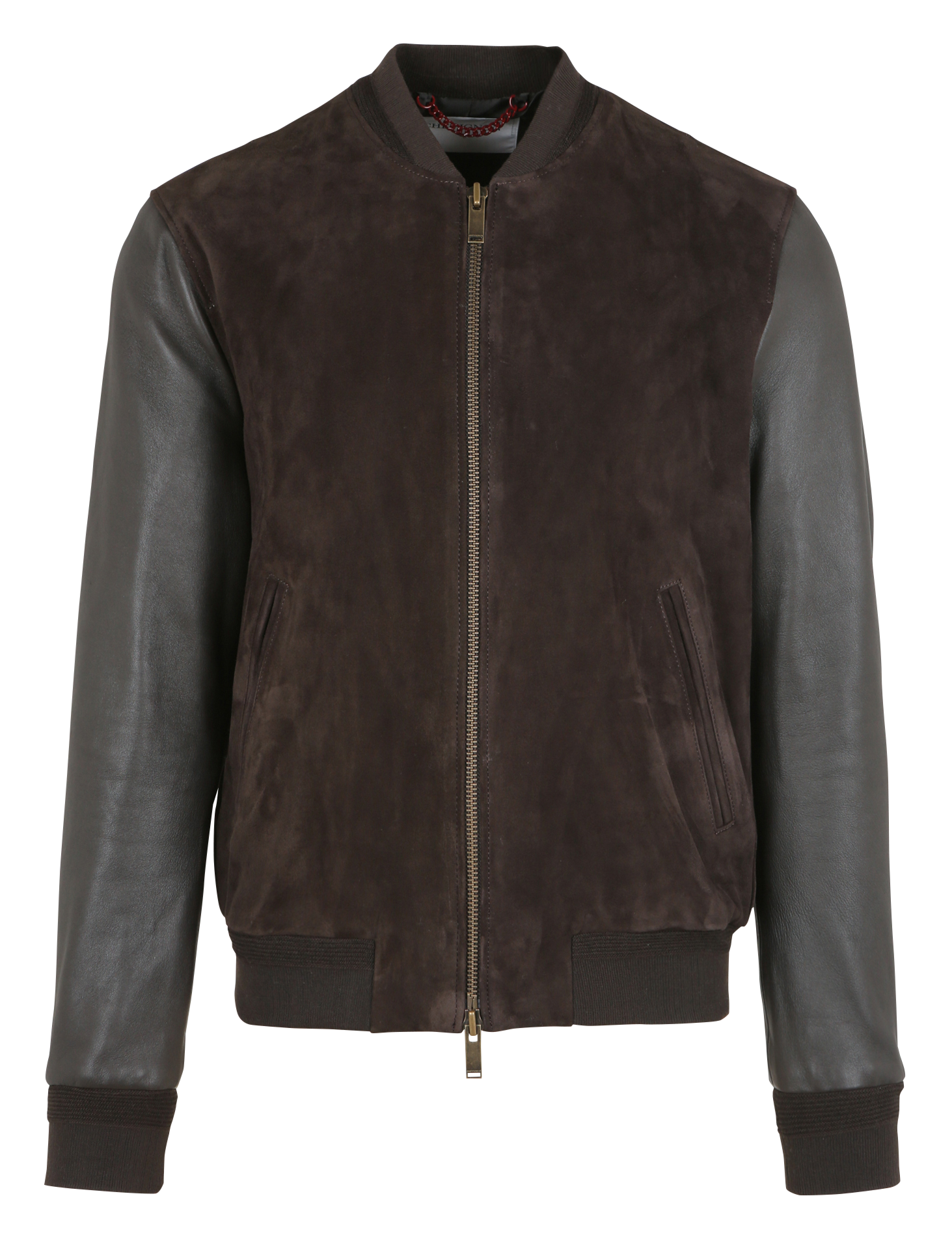 BIDDY - Blouson col teddy en cuir | Marron