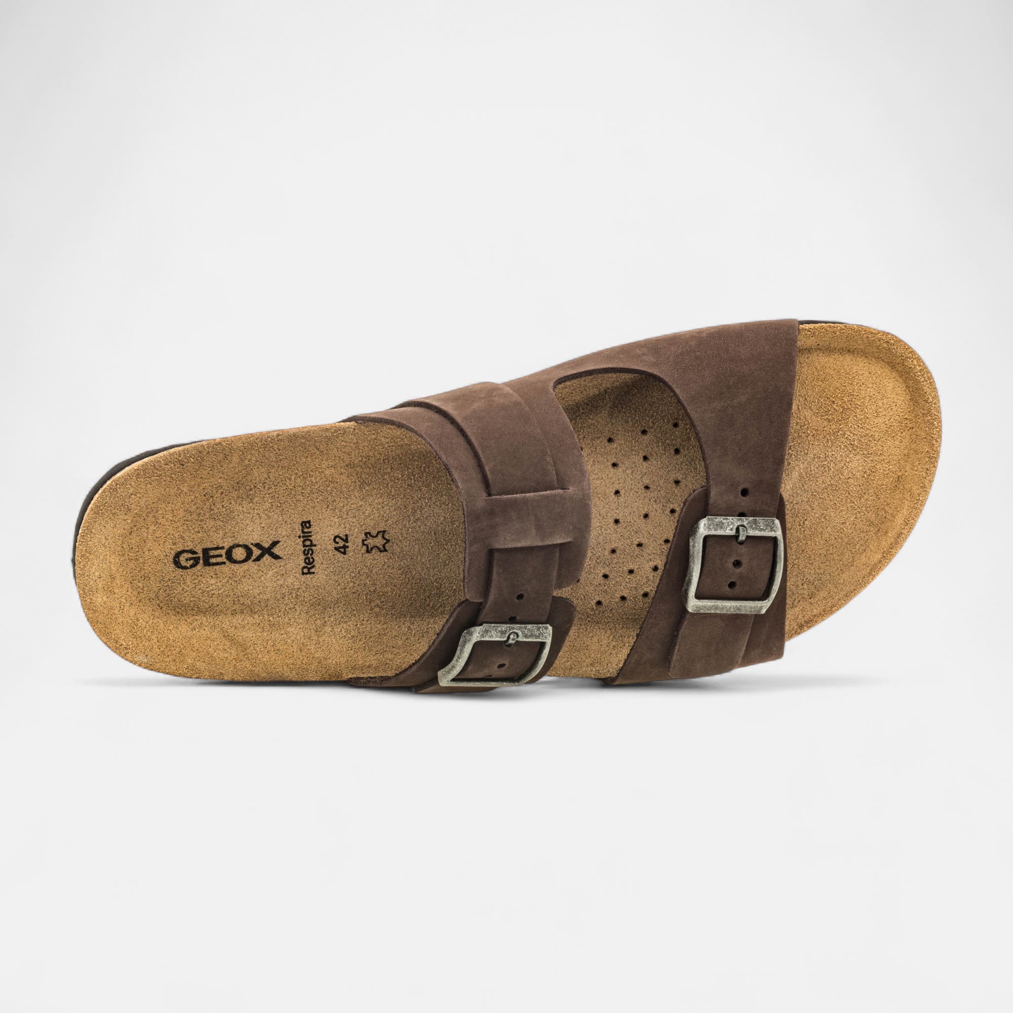 Mules semelle liège Homme en cuir marron