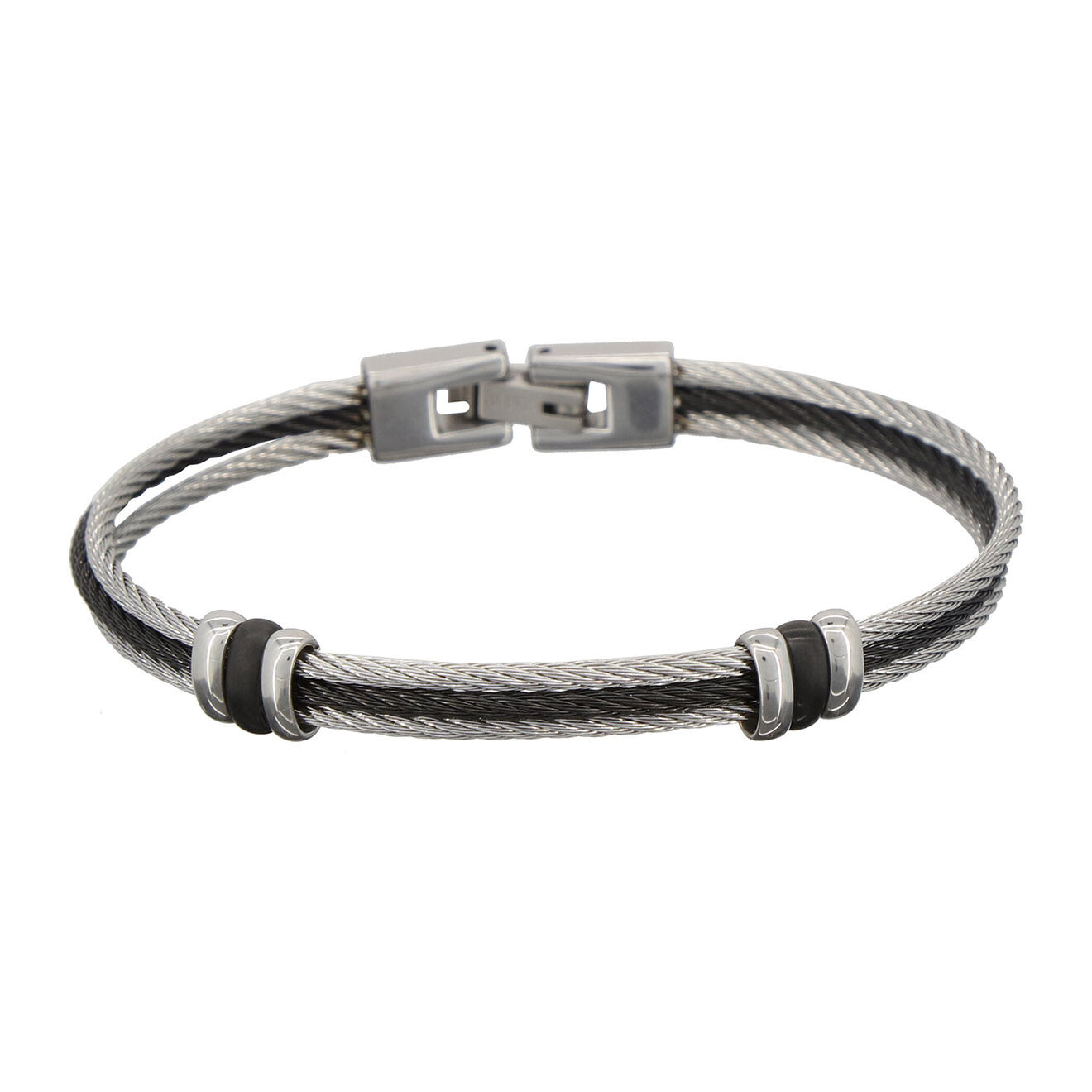 Rockstone Bracelet Triple Cable Zerko en Acier noir/gris