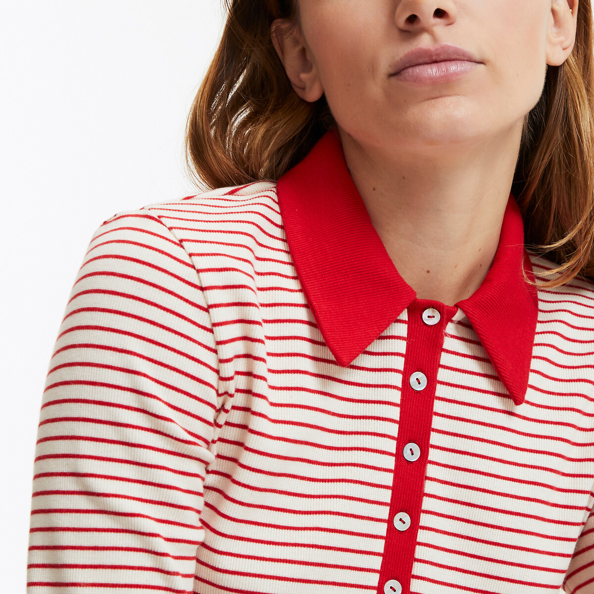 COLEÇÕES LA REDOUTE<br>Camiseta de manga comprida com gola polo