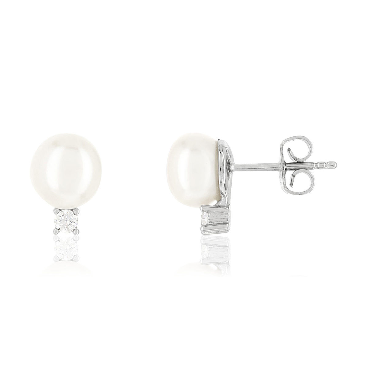 Boucles d'oreilles argent 925 perles de culture de Chine et zirconias