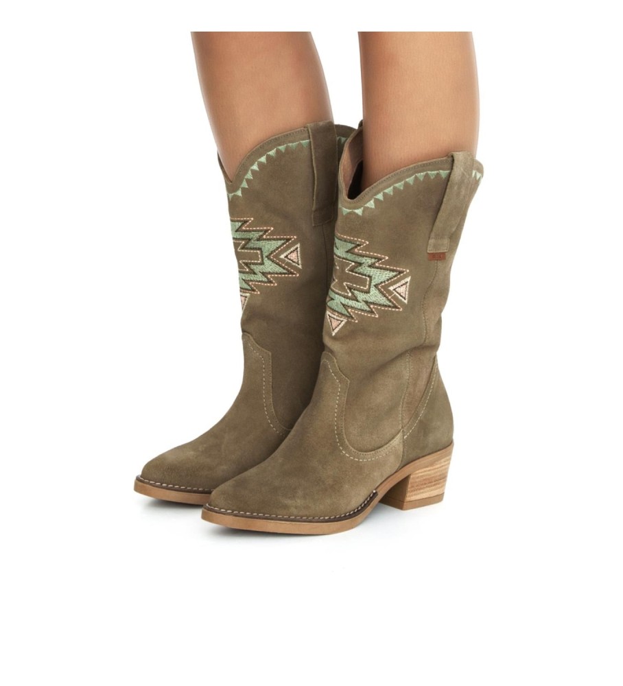 Botas casuais de couro verde Mustang Teo - Salto de 5 cm -