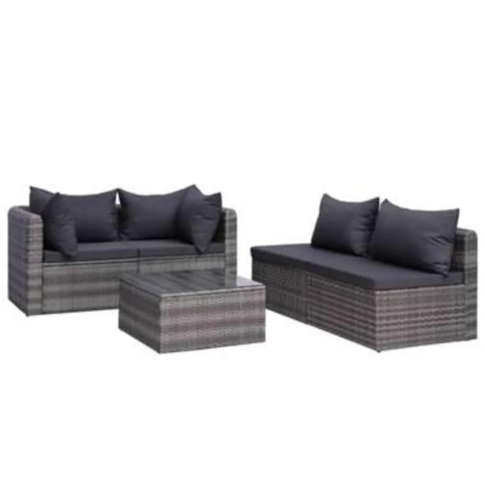 vidaXL - Loungeset - Grijs - Poly rattan
