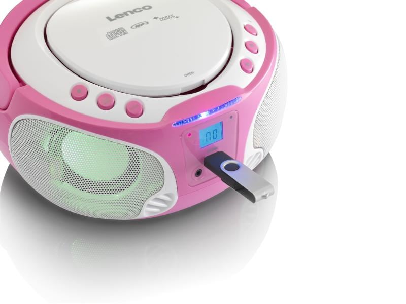 Lenco Radio/CD-Player SCD-650 Pink Radio/CD-Player mit Karaoke-Mikrofon