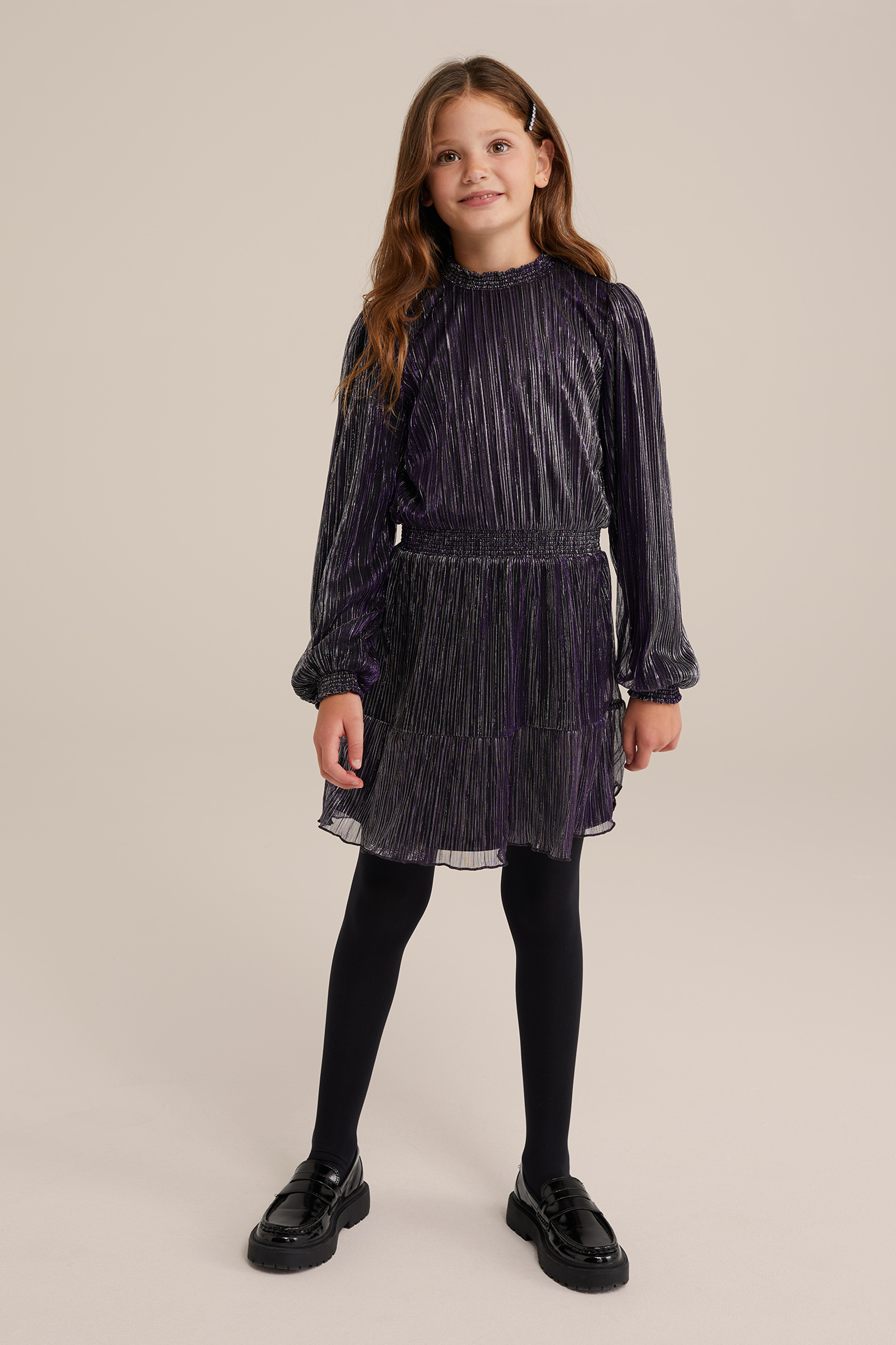 Meisjes jurk met glittergaren WE Fashion Paars