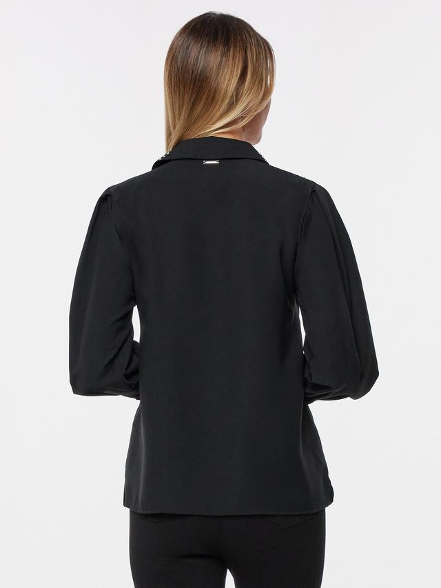 Hemdbluse mit Puffärmeln und Steinbesatz