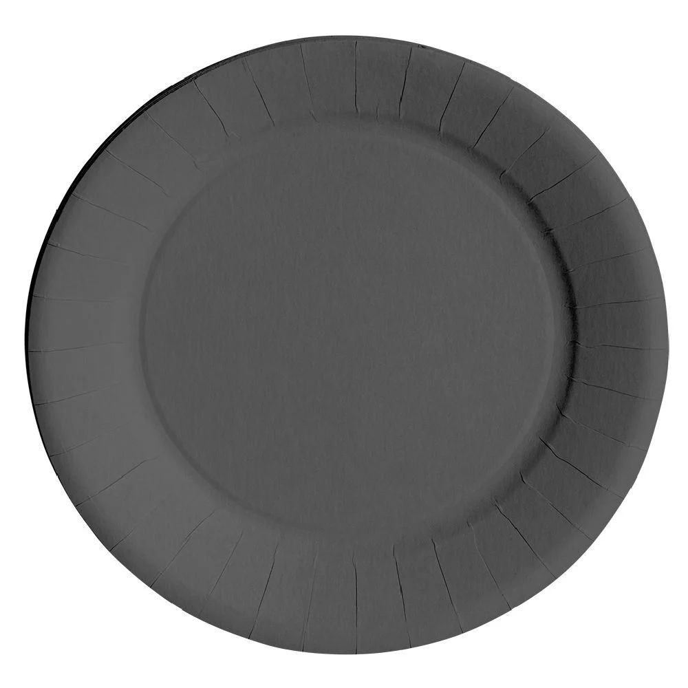 Lot de 10 assiettes en carton noir Ø23 cm