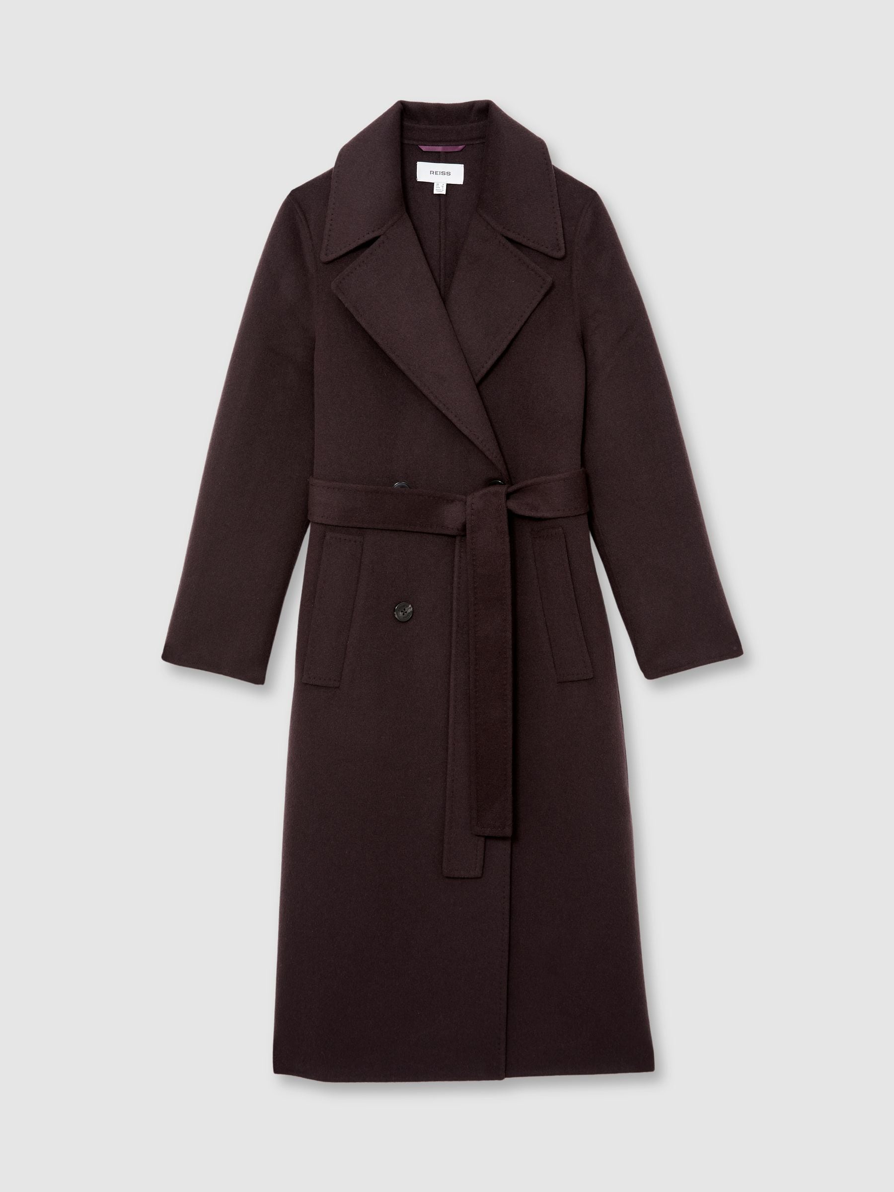Aubergine - Reiss Rene Double-Breasted Blindseam Coat Wool-Blend