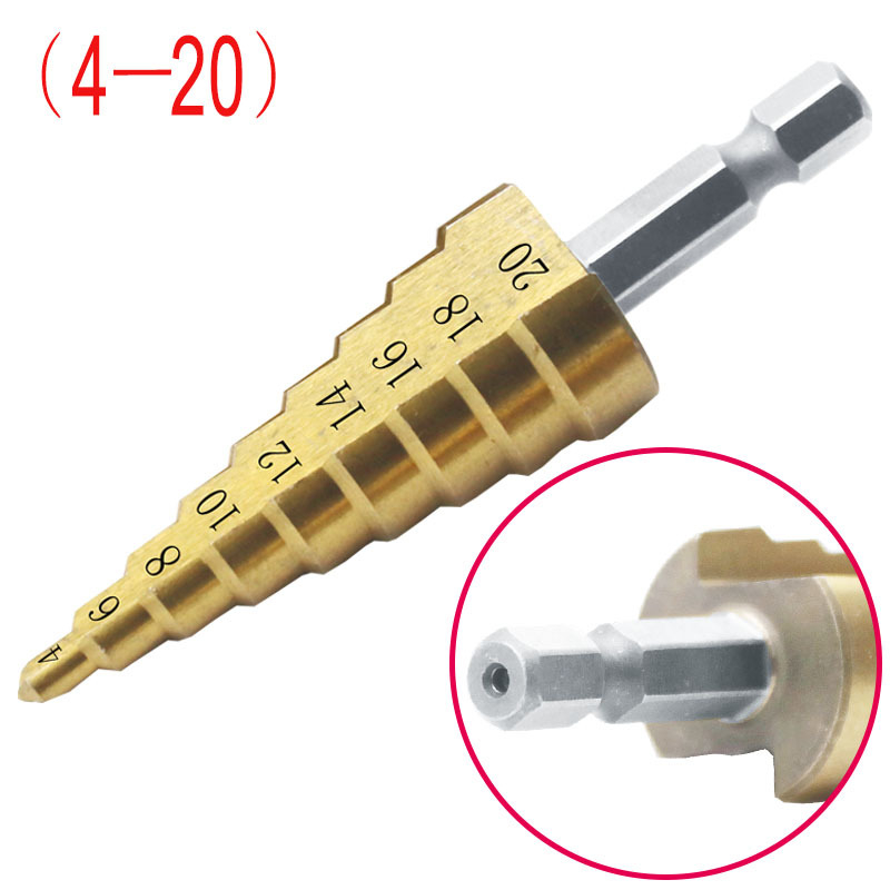 (3er Set) 4-32mm Stufenbohrer Mehrloch Kegel Bohraufsatz mit Titan Beschichtung für Holz / Kunststoff / Aluminium / Edelstahl