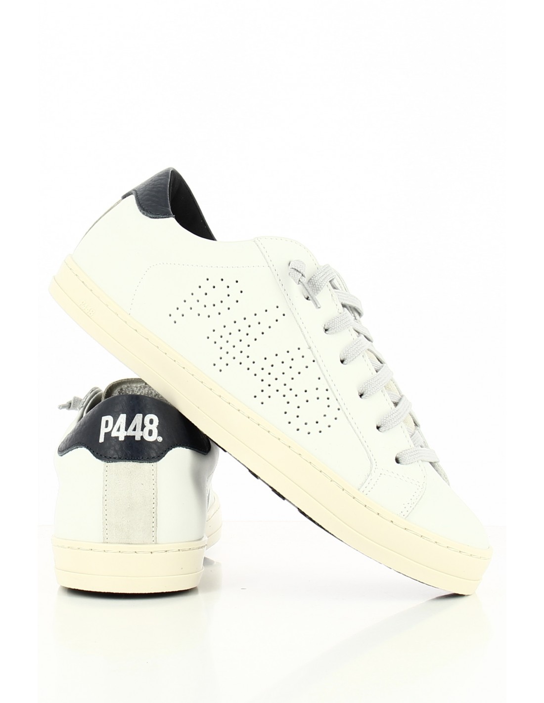 p448 Baskets de ville Homme John blanc/bleu