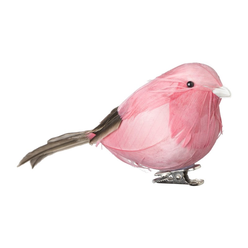 Vogel op clip gekleurd - diverse kleuren - 15x7x6 cm