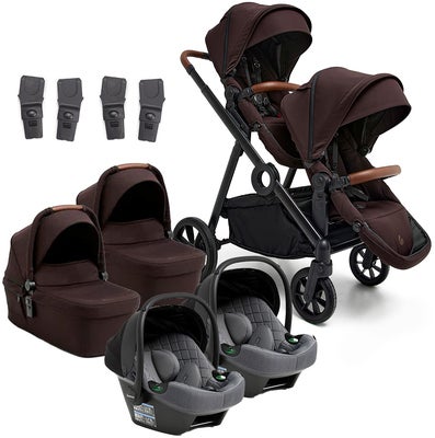 Beemoo Pro Multi 2 Tvillingvogn inkl. Route i-Size Babybilstol, Espresso Brown/Mineral Grey
