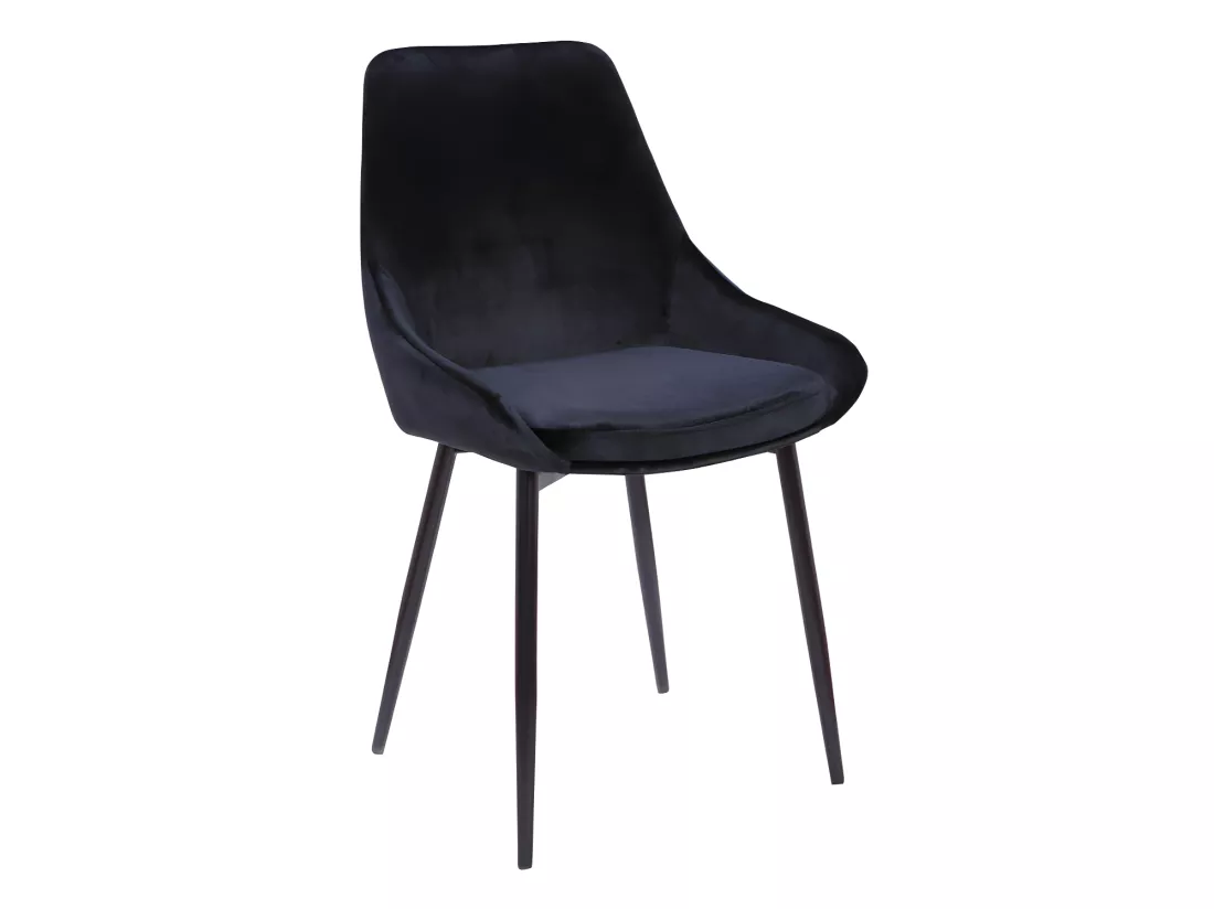 Lot de 6 chaises - Velours et métal noir - Noir - MASURIE