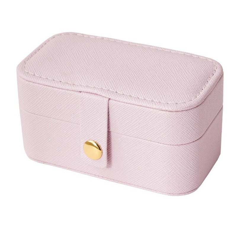 Mini Leder Schmuckschatulle Reise Aufbewahrungsbox Organizer für Ringe / Halsketten / Ohrringe - Rosa