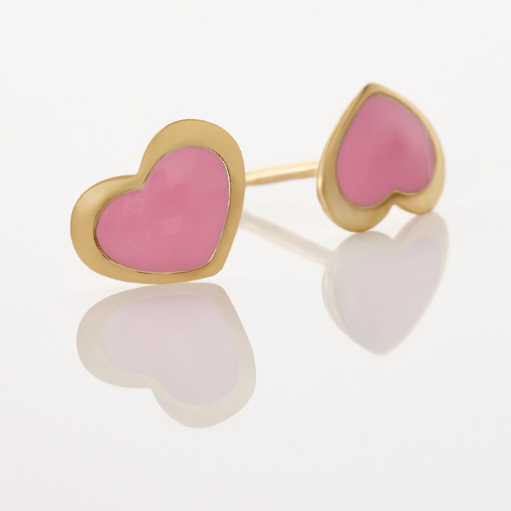 Boucles D'oreilles Puces Coeurs Or Jaune