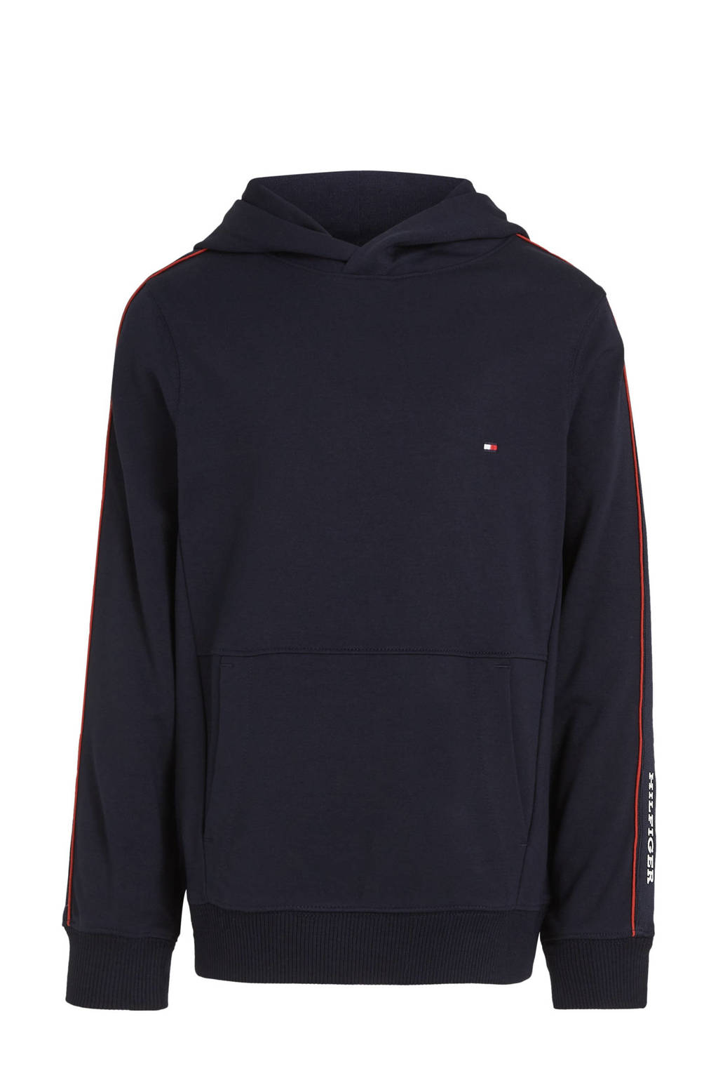 Tommy Hilfiger hoodie met contrastbies donkerblauw/rood