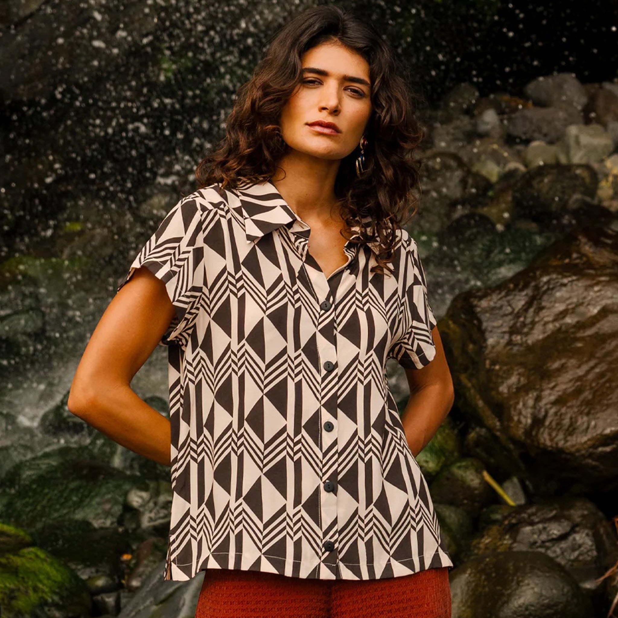 Adult Bluse Orla Foxtrot Beige Brown-Black