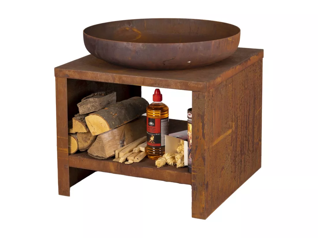Braséro en métal avec range bois 60 cm