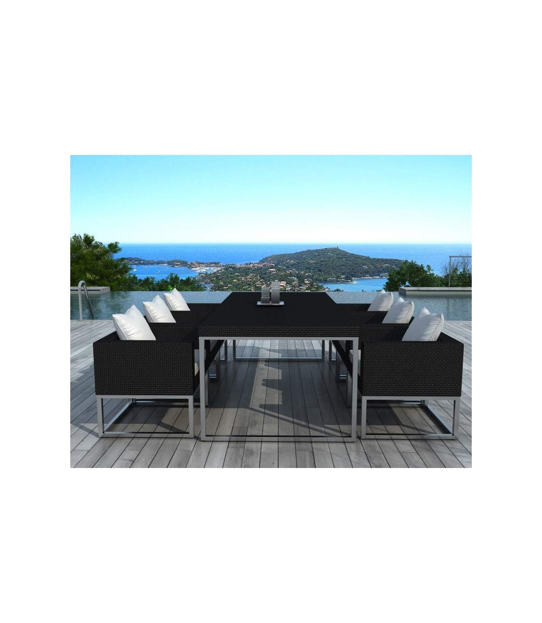 Paris Prix - Table & 6 Fauteuils De Jardin bali 200cm Noir